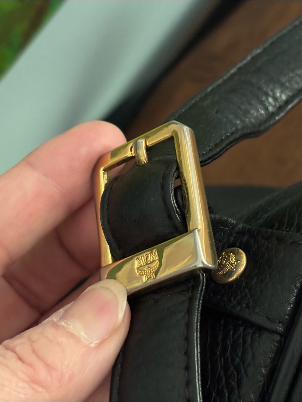 Vintage MCM Black Leather Visetos Logo Backpack with Gold Accents - Picture 17 of 17